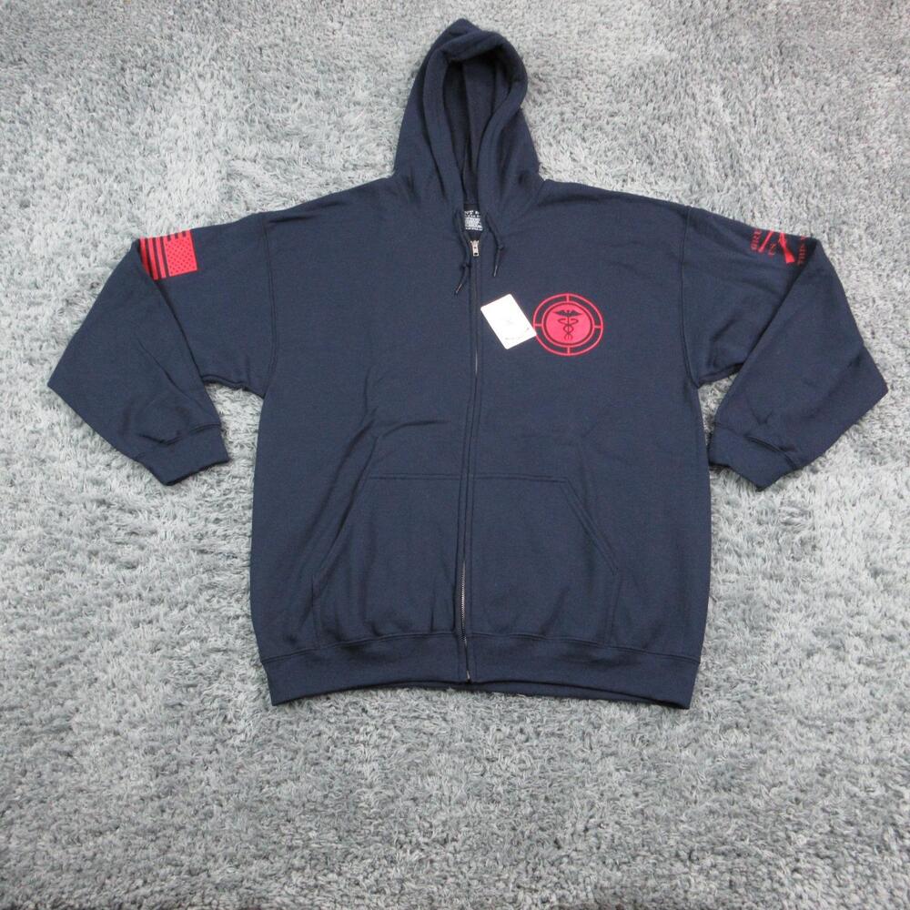 Grunt Style Hoodie Sweatshirt Mens XL Blue Full Zip Hooded Graphic Tagless NWT